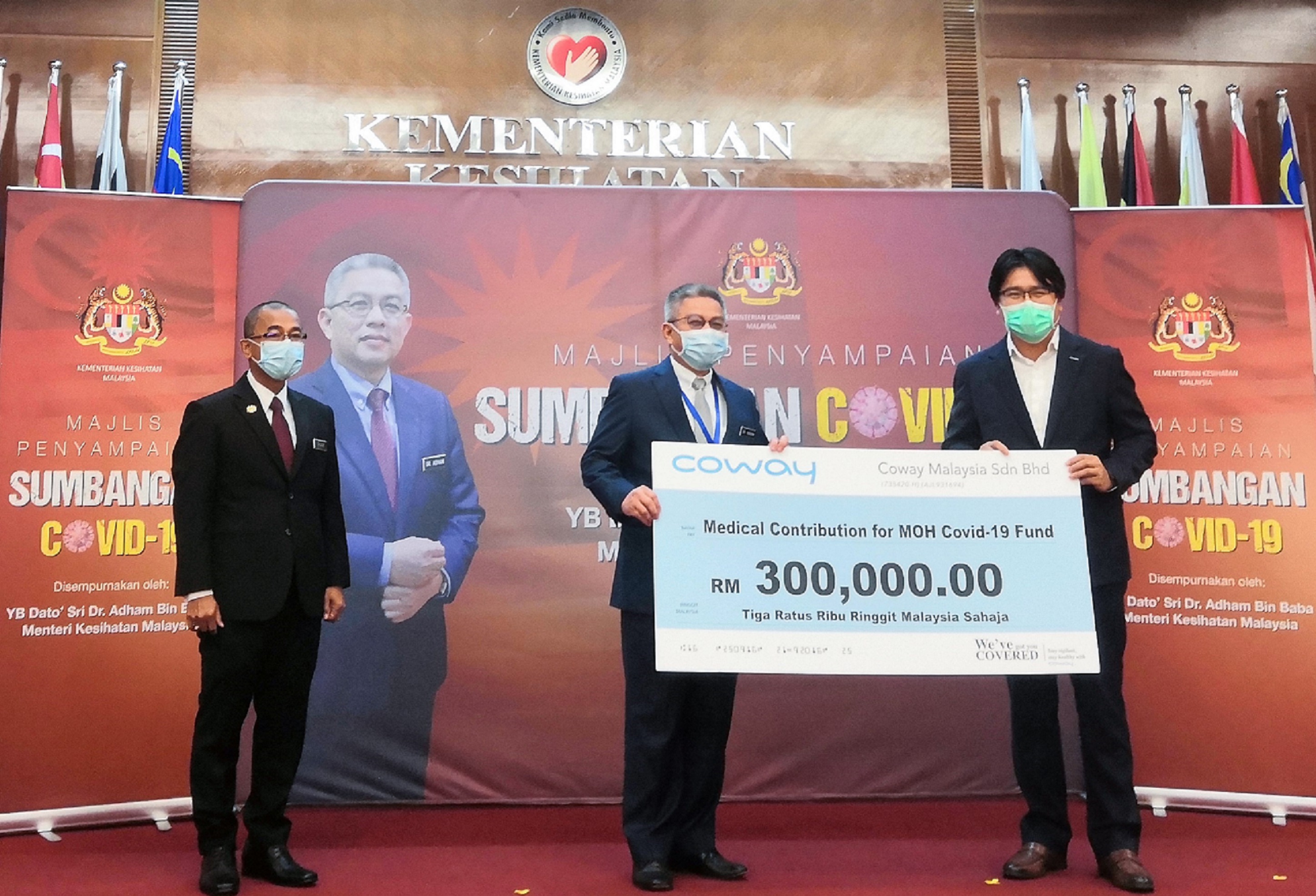Coway Malaysia - Donated RM300,000 to Ministry of Health’s (MOH) COVID-19 Fund